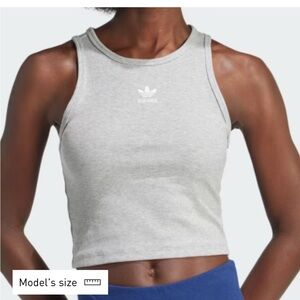 NWT! ADIDAS ESSENTIALS Ribbed Cropped Tank Top in gray Size Small